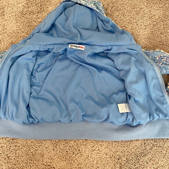 Girls Sequined Zip Up Hoodie WeLakken Age 8Y Blue Sparkly Jacket - Picture 11 of 12